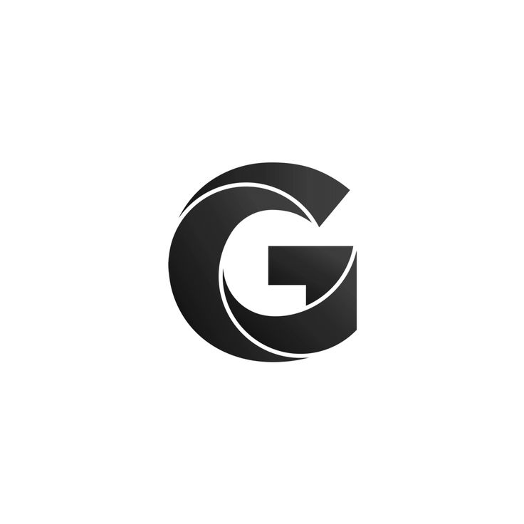 the letter g is made up of black and white lines, with an arrow in the middle