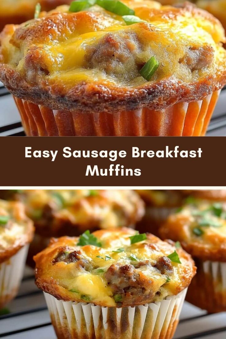 an easy sausage breakfast muffins recipe with cheese