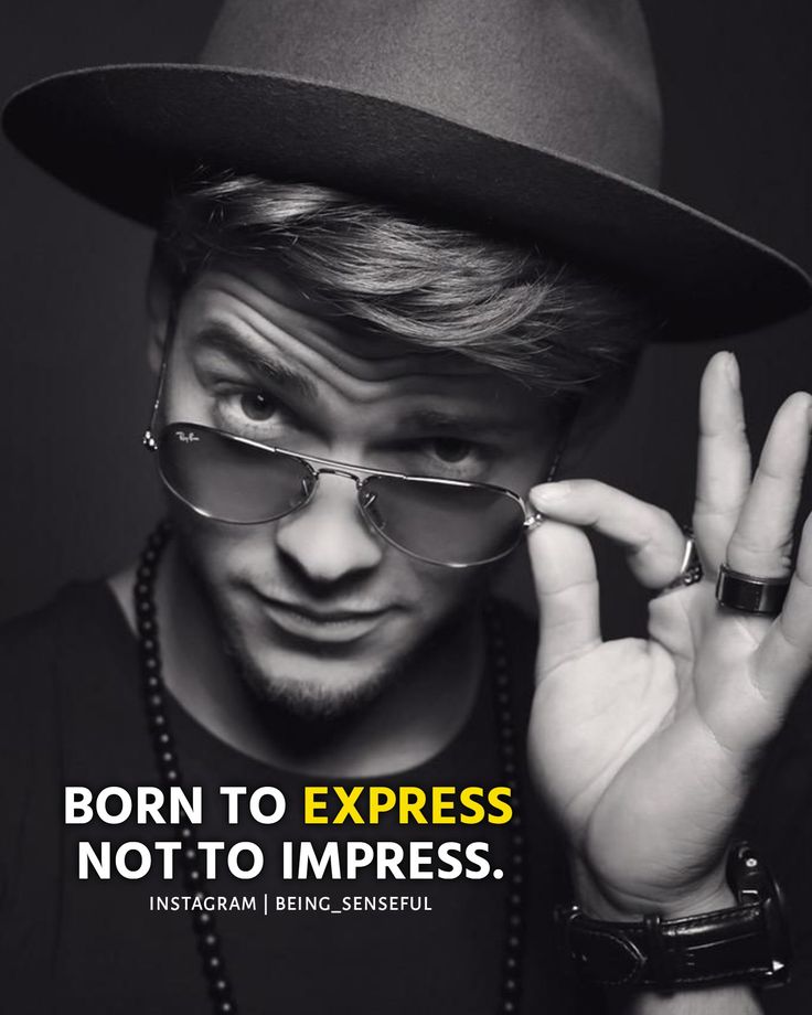 a man wearing glasses and a hat with the caption born to express not to impress