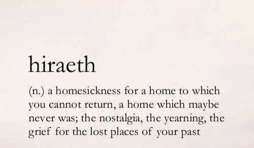 a poem written in black and white with the words hiraeth on it's side