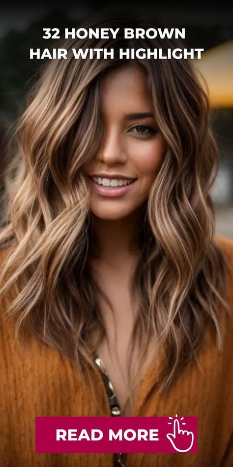 Enhance your summer style with the beauty of honey brown hair paired with sun-kissed highlights. Opt for a honey brown base complemented by caramel or golden highlights for a multi-dimensional, natural appearance that brings depth and richness to your locks. This winning combination results in a radiant and stunning look suitable for any summer event, whether you rock long flowing tresses or a chic bob haircut. Highlights For Fall 2024, Highlights For The Fall, Natural Dark Hair With Highlights, Long Hairstyles With Highlights, Best Blonde For Pale Skin Brown Eyes, Iced Mocha Hair Color, Fall Hair Colors For Dirty Blonde, Brown Hair With Caramel Highlights Honey, Fall Hair Styles 2024