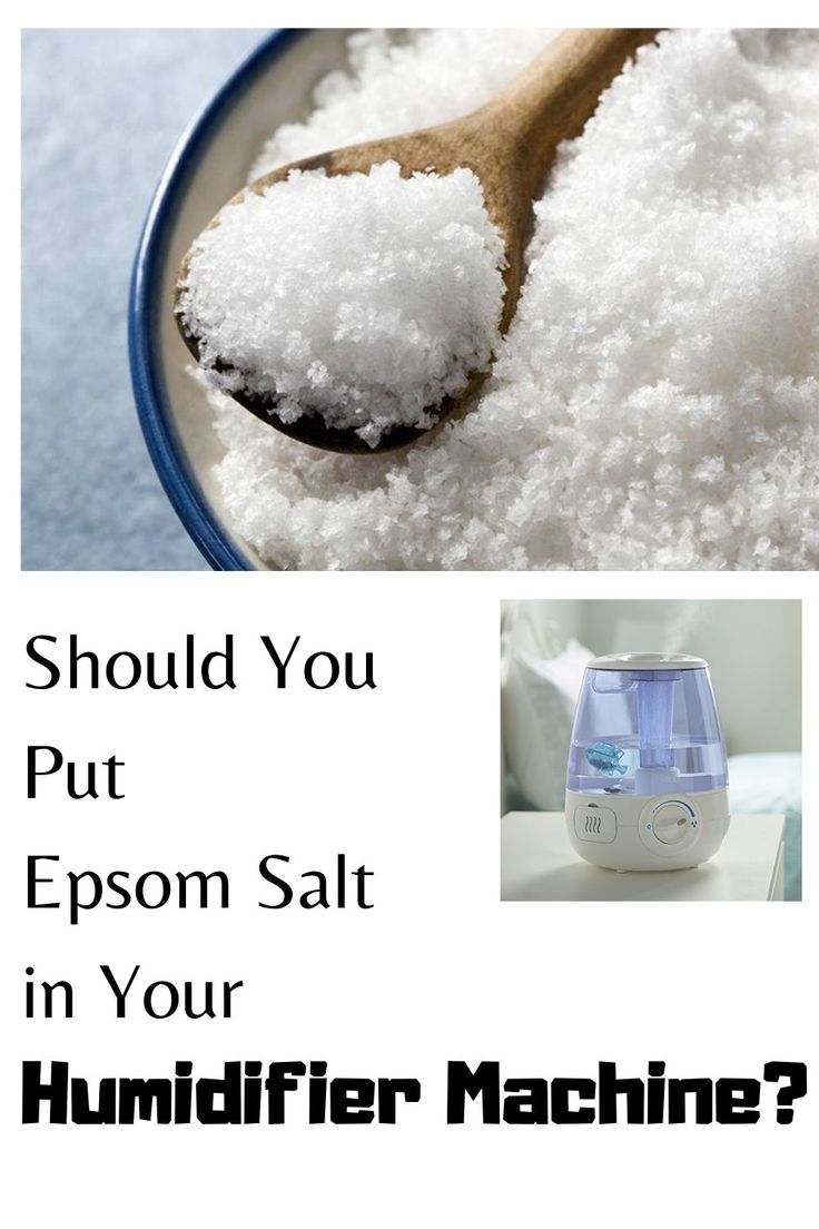 a spoon full of salt with the words should you put epsom salt in your humidifier machine?