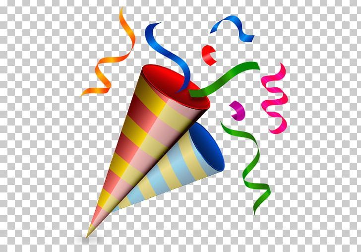 a party hat with streamers and streamers in the shape of a cone on a transparent