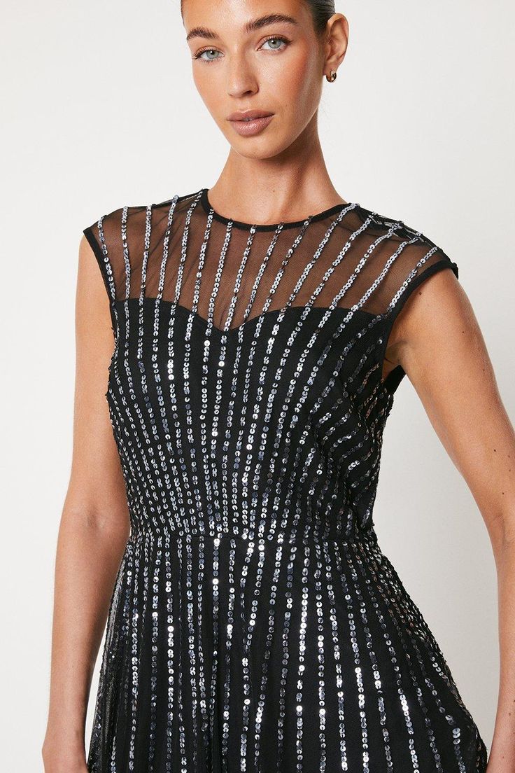 Liner Sequin Embellished Mesh Midi Dress Coast Fashion, Mesh Midi Dress, Mesh Maxi Dress, Sheer Overlay, Style Maxi Dress, Online Fashion Stores, On Repeat, Black Style, Black Midi Dress