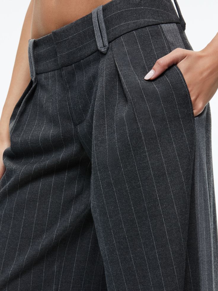 ERIC LOW RISE TROUSER Business Casual Wide-leg Striped Bottoms, Business Casual Wide-leg Bottoms With Vertical Stripes, Business Casual Vertical Stripes Wide-leg Bottoms, Vertical Stripes Wide-leg Pants For Business Casual, Business Casual Wide-leg Pants With Vertical Stripes, Business Casual Wide-leg Striped Pants, Elegant Pinstripe Wide Leg Pants For Business Casual, Elegant Vertical Stripes Pants For Office, Elegant High-waisted Wide Leg Pants With Vertical Stripes