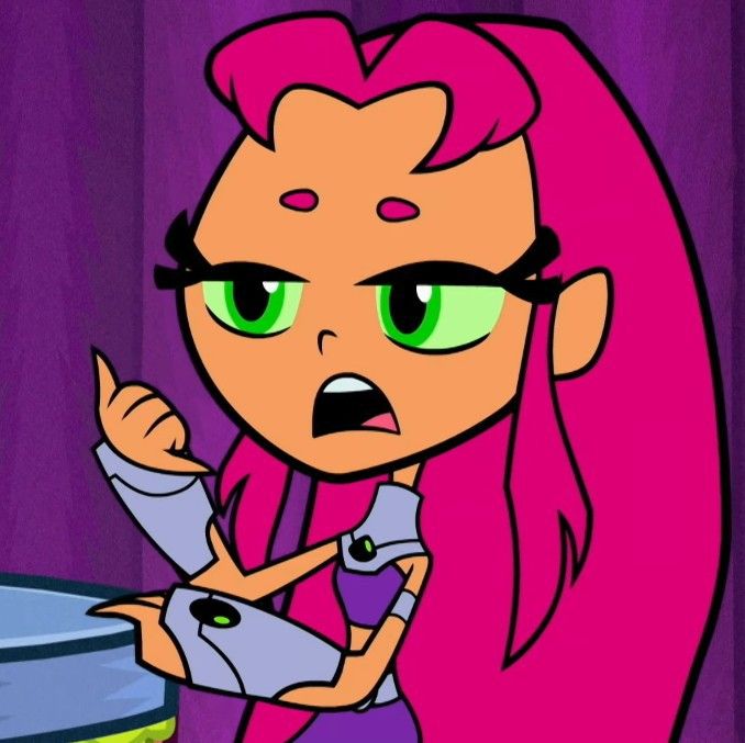 a cartoon girl with pink hair and green eyes holding a knife in front of a cake