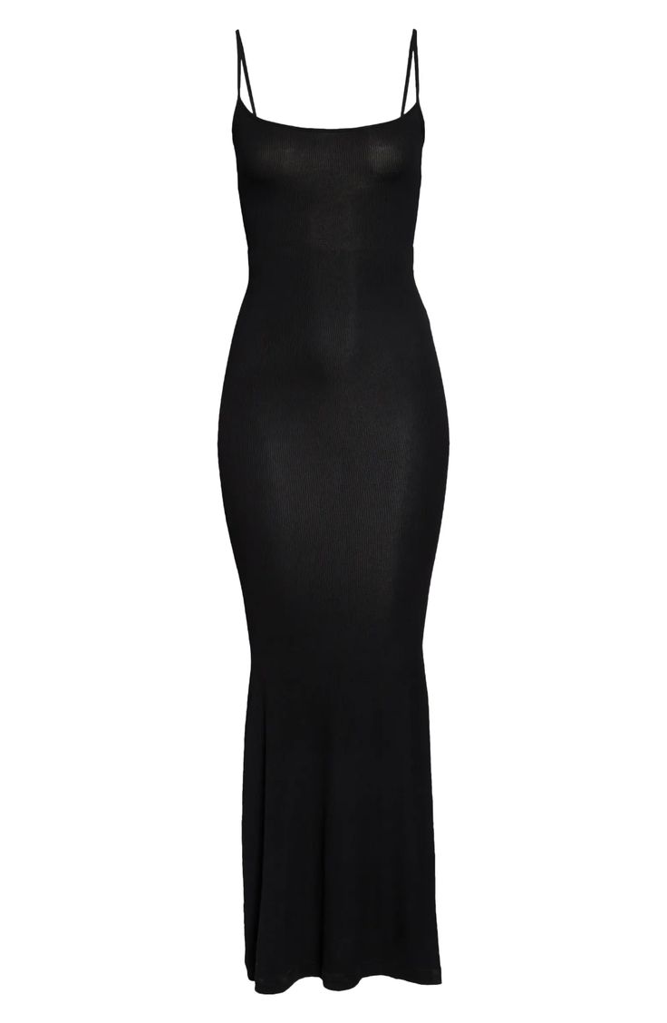 SKIMS Ribbed Long Slipdress | Nordstrom Dress Png, Easy Hairstyles For Thick Hair, Wardrobe Accessories, Fashion Wishlist, Virtual Fashion, Long Black Dress, Spring Summer Dress, Kim Kardashian, Pretty Dresses