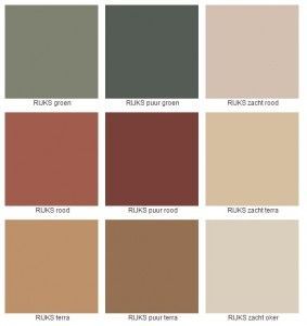 different shades of paint for the walls and floors in various colors, including brown, green,