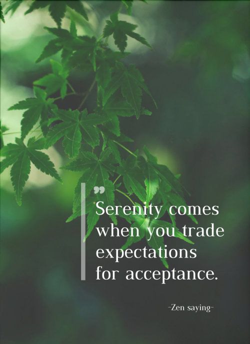 the quote serenity comes when you trade expectations for accpetance by zen savig