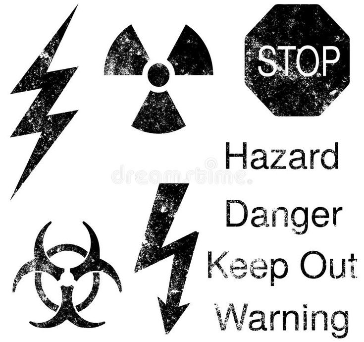 hazard signs and symbols on white background stock photo - image 349874