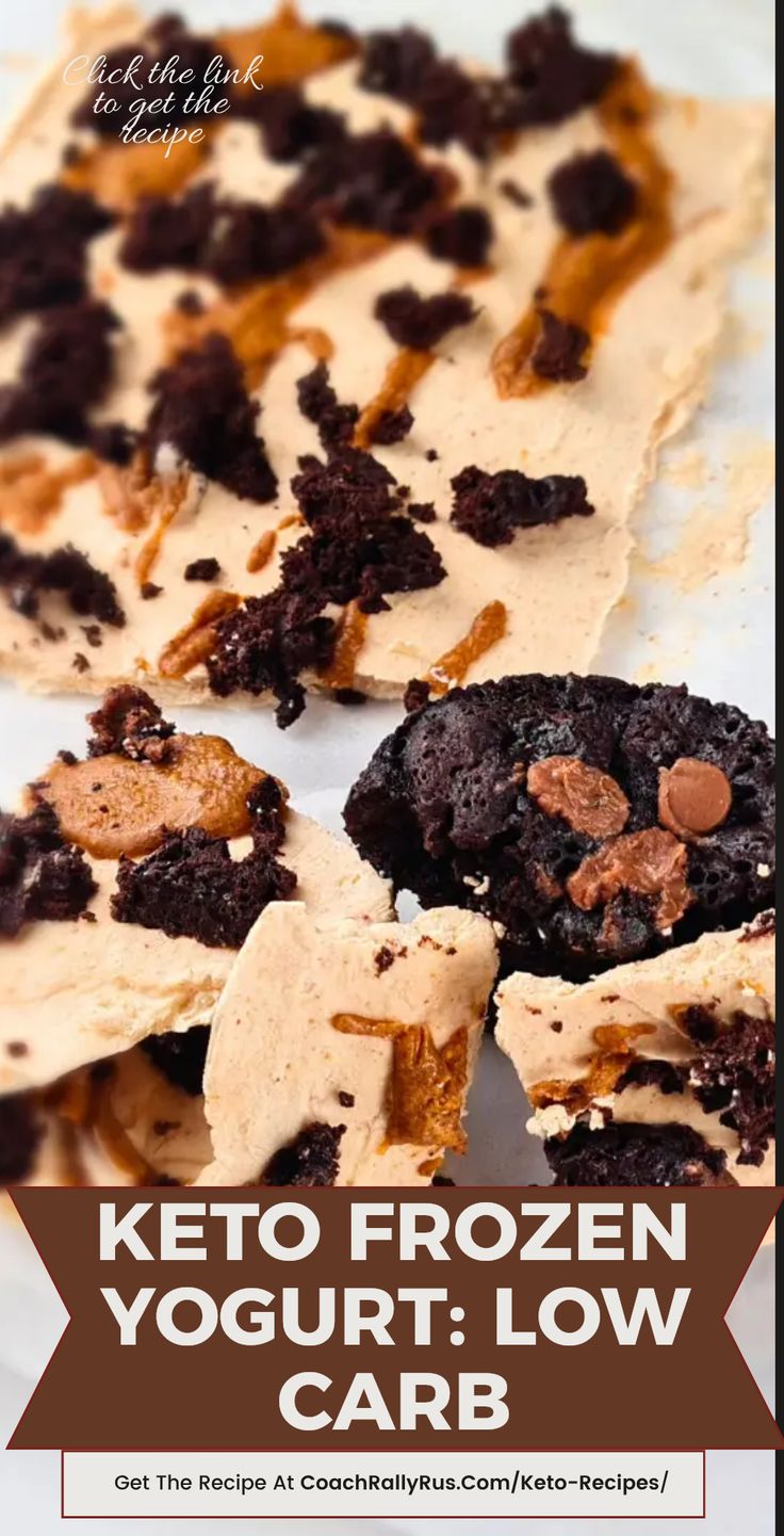 A delicious rectangular frozen yogurt bark with peanut butter and brownie toppings. This image centers around keto-friendly treats, showcasing a delightful low-carb dessert perfect for gluten-free diets. Low Carb Ice Cream Recipe, Ice Cream Alternative, Low Carb Ice Cream, Sugar Free Diet, Cheese Pumpkin, Keto Ice Cream, Guilt Free Dessert, Healthy Ice Cream, Peanut Butter Brownies