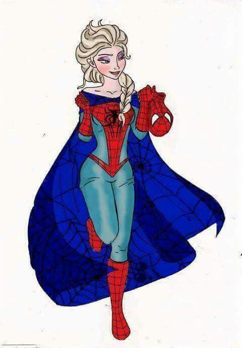 a drawing of a woman dressed as spider - man