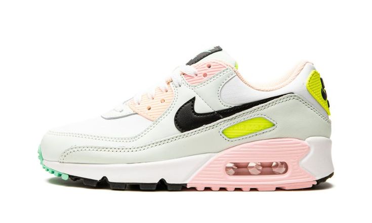 Colorful Sneakers Women, Womens Air Max 90, Easter Shoes, Teal Nikes, Air Max 90 Women, White Textile, Sneakers Nike Air Max, Colorful Sneakers, Air Jordan Sneakers