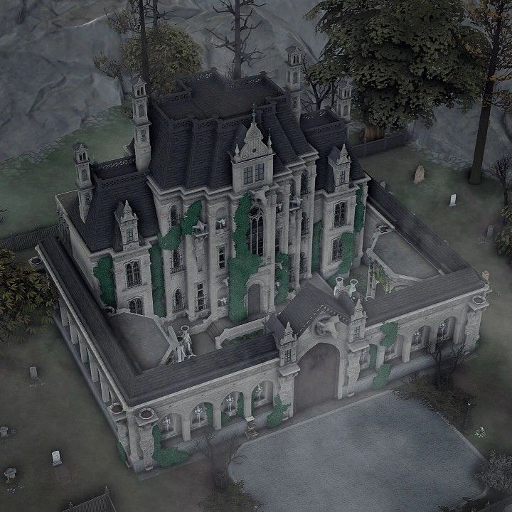 The vampire princ Vlad had the ugliest house in the Sims 4 so I built him a new one! Now Vlad can enjoy his  vampiric life for the whole eternity in the grandest manor of the Forgotten Hollow! Hope you like it and happy simming! Sims 4 Manor Plan, Vampire Houses Sims 4, Vampire House Sims 4 Plan, Modern Vampire House Sims 4, Vampire Mansion Sims 4, Sims 4 Houses Builds, Vampire Home Sims 4, Sims4 Vampire House, Bloxburg Vampire House