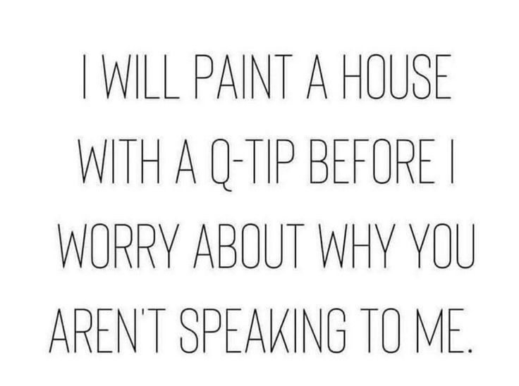 a quote that says i will paint a house with a q tip before i worry about why you aren't speaking to me