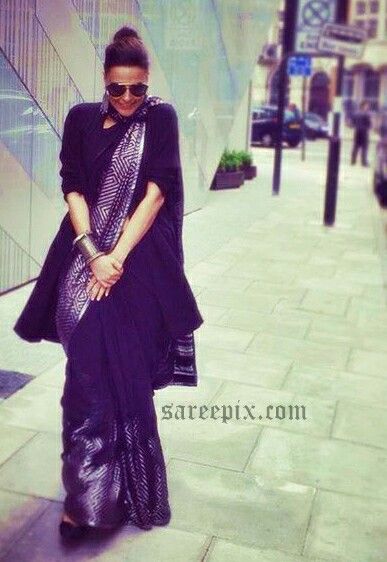 Winter Saree, Neha Dhupia, Lehenga Anarkali, Satya Paul, Saree Drapes, Bollywood Designer Sarees, Saree Black, Saree Styling, Saree Drape