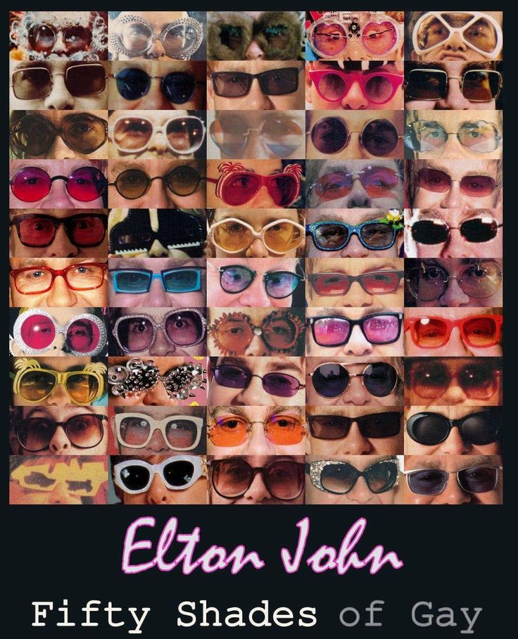 the cover of fifty shades of gay by eleon vollan, featuring many different colored sunglasses