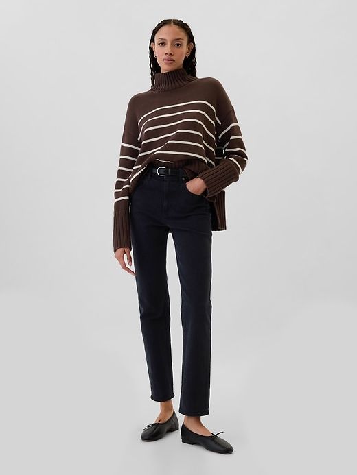 Oversized 24/7 Split-Hem Mockneck Sweater Mock Neck Sweater, Split Hem, Drop Shoulder, Mock Neck, Sweaters & Cardigans, Style Guides, Sweaters For Women, Stripes, Long Sleeve