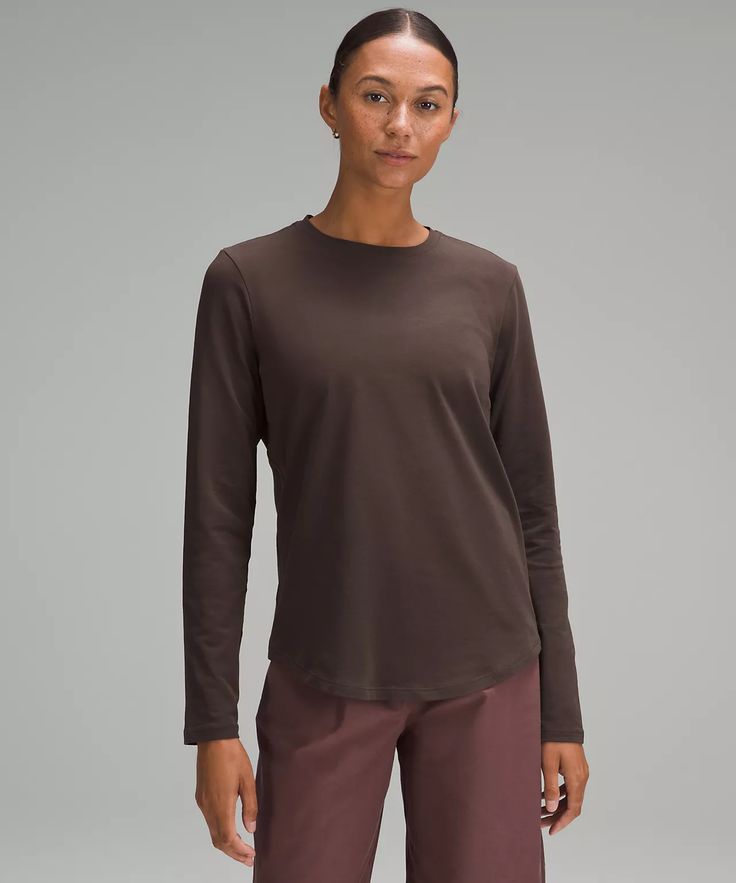 Love Long-Sleeve Shirt | Women's Long Sleeve Shirts | lululemon Lululemon Stretch Tops For Spring, Lululemon Stretch Tops For Layering, Spring Stretch Lululemon Tops, Spring Stretch Top By Lululemon, Stretch Lululemon Tops For Layering, Casual Stretch Long Sleeve Top For Work, Lululemon Crew Neck Tops For Layering, Versatile Lululemon Tops For Spring, Versatile Lululemon Tops For Fall