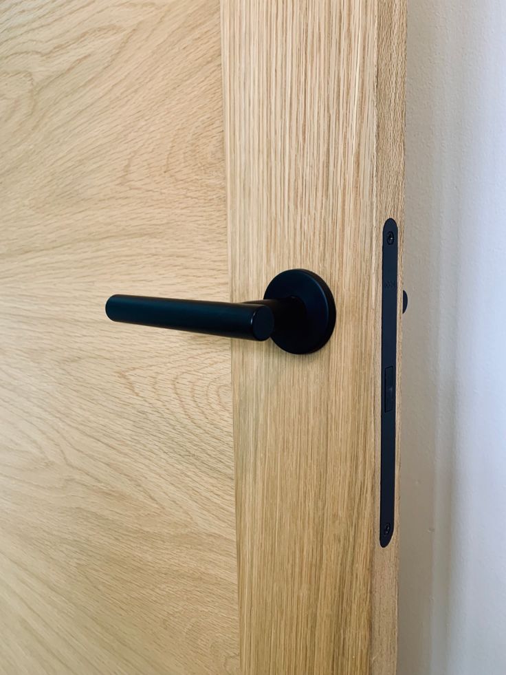 an open door with a black handle on it