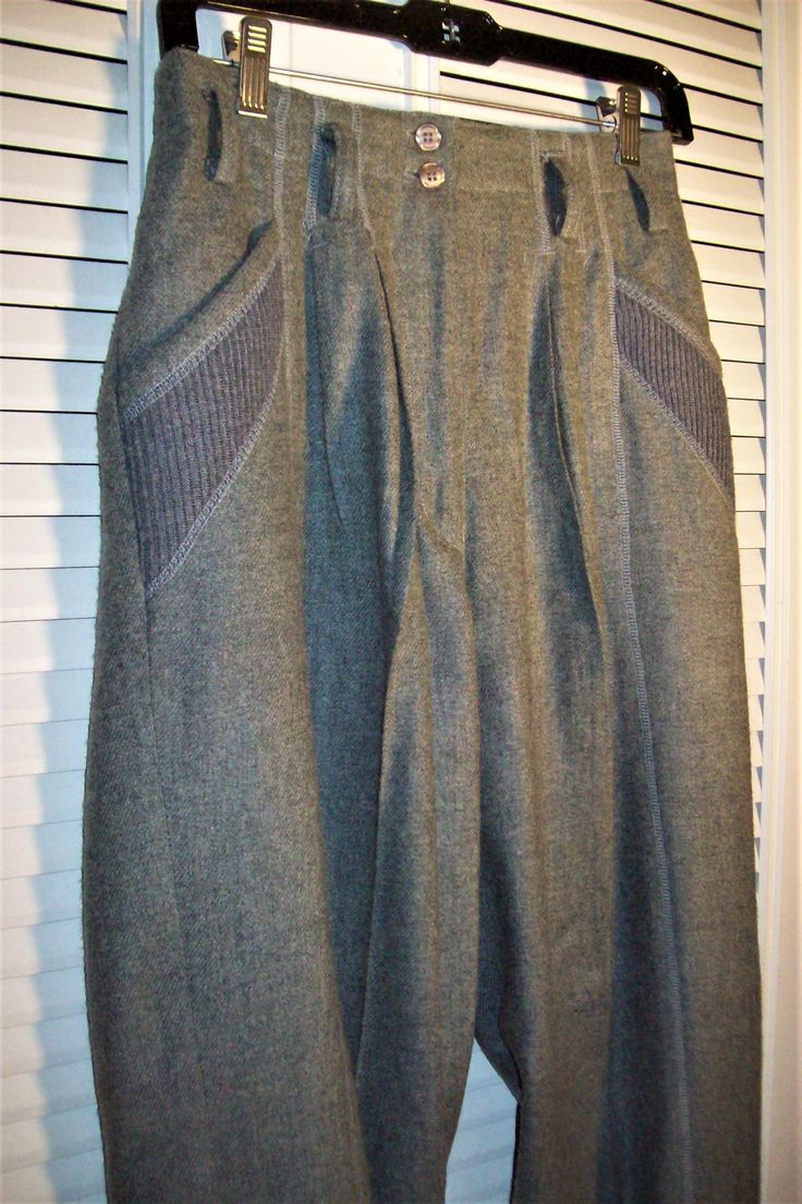 "Wool herringbone pants in a high-rise style. Sought after style. Vintage grey pants, size 6. Waist measures 26\", hip 38\", length 41\". No flaws of any kind. Stored with TLC. Comes from a smoke-free home. Label is long gone, so the price is lowered." Herringbone Pants, High Rise Style, Vera Bradley Tote, Winter Pants, Womens Trousers, Long Gone, Outdoor Men, Womens Pants, Grey Pants