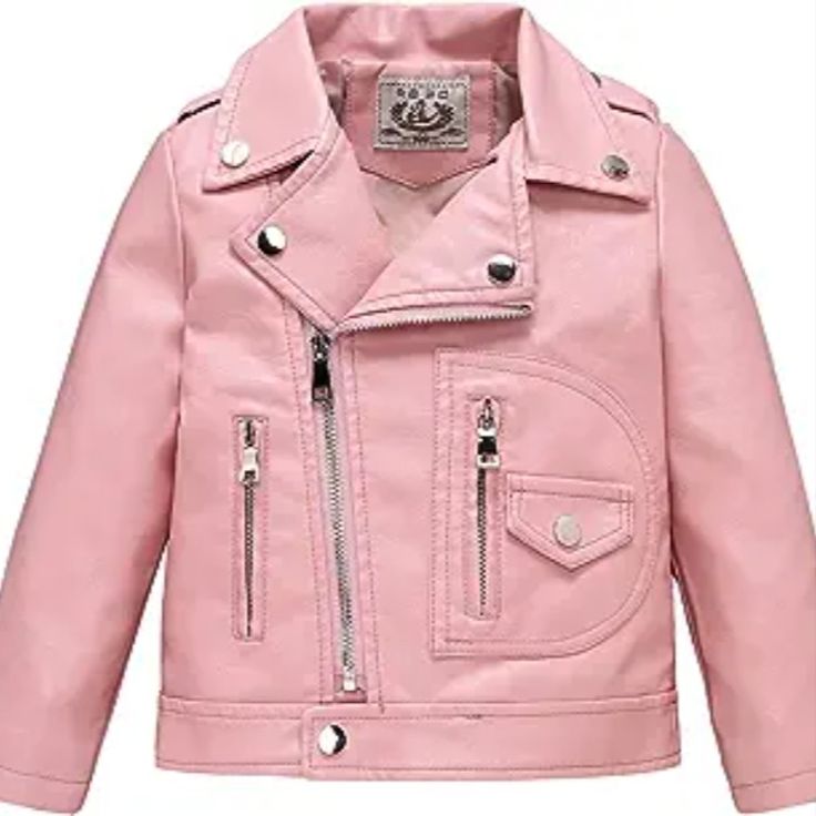 #pink #biker #kid #kids #girl #cool #cold #leather #zipper #girls #barbie #barbiecore #ken Leather Jacket Girl, Autumn Outwear, Kids Motorcycle, Outwear Coat, Pu Leather Jacket, Biker Leather, Outwear Jackets, Boys Coat, Faux Leather Jacket