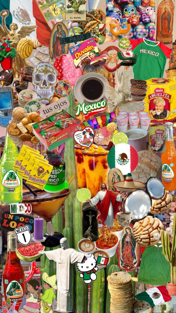 a collage of many different items and colors