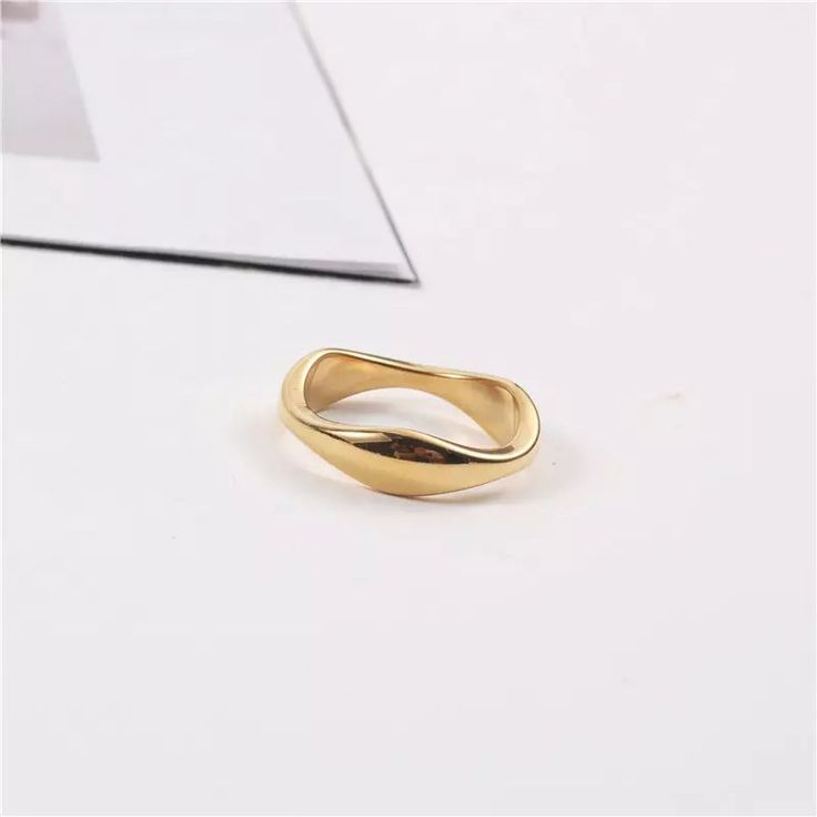 Stainless Steel;18K Gold Plated;Waterproof; Trendy Gold Rings With Polished Finish, Trendy Polished Gold Rings, Trendy Yellow Gold Metal Rings, Trendy Yellow Gold Rings, Elegant Metal Stackable Rings For Formal Occasions, Elegant Metal Stackable Rings For Formal Events, Elegant Stainless Steel Open Couple Rings, Metal Rings For Formal Occasions With A Modern Twist, Trendy Gold Stainless Steel Rings