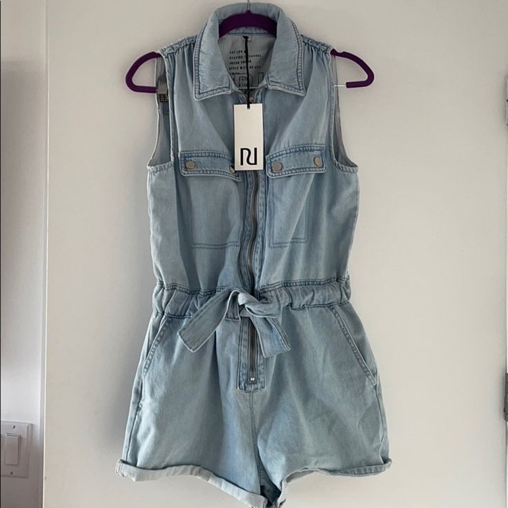 Beautiful Playsuit Denim, 100% Cotton, New. Size 10 (14 Uk) Spring Sleeveless Denim Jumpsuit In Denim Blue, Blue Sleeveless Cotton Denim Jumpsuit, Sleeveless Denim Blue Jumpsuit For Spring, Sleeveless Blue Cotton Denim Jumpsuit, Spring Sleeveless Denim Blue Jumpsuit, Summer Sleeveless Light Wash Jumpsuits And Rompers, Sleeveless Light Wash Summer Jumpsuits And Rompers, Sleeveless Light Wash Jumpsuits And Rompers For Summer, Sleeveless Denim Jumpsuit With Pockets