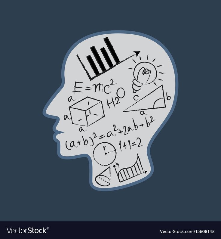 a drawing of a man's head with numbers and symbols on it