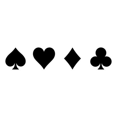 four card suits with hearts, spades and diamonds in black on a white background