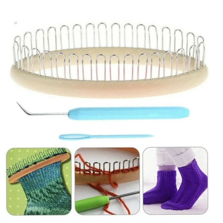 there are pictures of different types of knitting tools