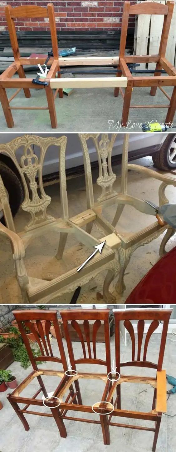 the before and after pictures show how to make chairs out of plywood or wood