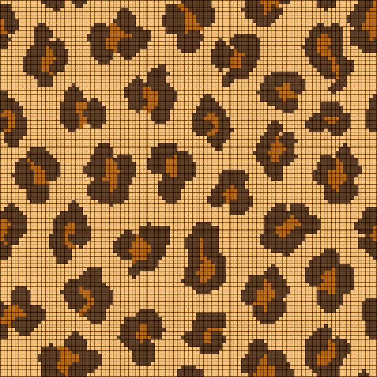 a brown and black animal print pattern on a tan background, with squares in the shape of hearts