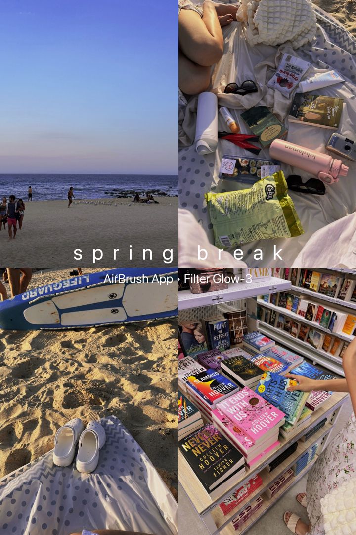 a woman sitting on top of a beach next to a book shelf filled with books