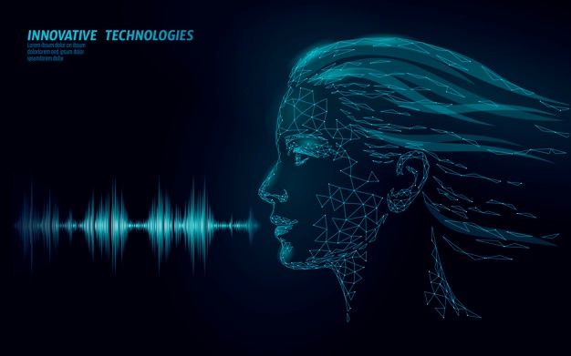 a woman's face with sound waves coming out of her head and the words innovative technologies