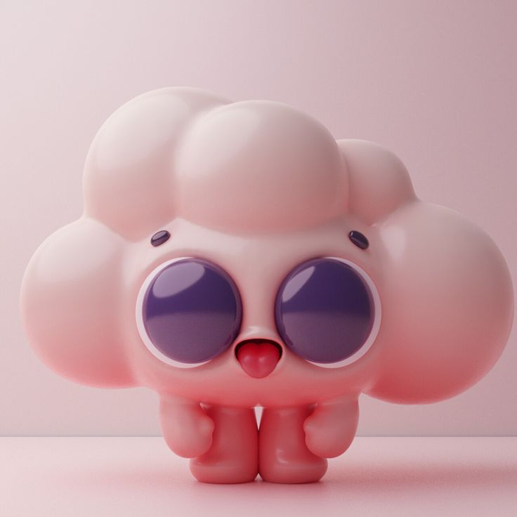 a little pink cloud with big eyes