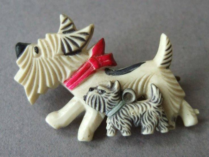 Celluloid Jewelry, Bakelite Brooch, Scottie Terrier, Bakelite Jewelry, Lucite Jewelry, Elsa Schiaparelli, Vintage Celluloid, Dog Jewelry, Plastic Jewelry