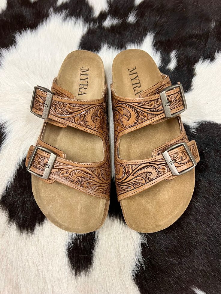 Myra Brand  Genuine Leather  No half sizes Recommend sizing up if in between sizes Western Style Open Toe Sandals For Spring, Cowboy Hat Hair, Back To School Fits, Concho Belt, Cowboy And Cowgirl, Leather Tooling, Hat Hairstyles, Leather Sandals, Women's Shoes Sandals