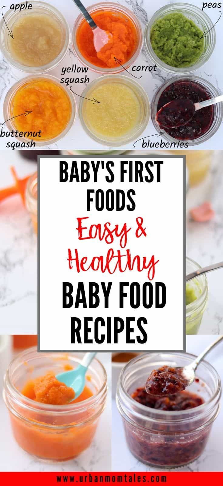 baby's first foods easy and healthy baby food recipe in jars with spoons