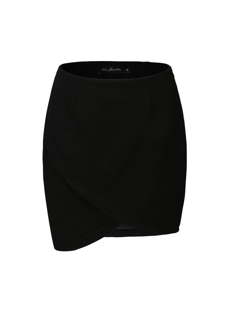 Get serious and feel sexy in The Brooke Skirt. This unique style features an asymmetrical bottom and color-blocking design that gives the skirt a playful, retro vibe. Pair it with the Brooke Suit Jacket for a power look. Irregular bottoming Color-block detail Dry clean only Black Asymmetrical Hem Skirt For Work, Chic Black Bottoms With Asymmetrical Hem, Modern Fitted Skirt With Asymmetrical Hem, Modern Asymmetrical Bottoms For Party, Modern Asymmetrical Skirt For Night Out, Chic Fitted Asymmetrical Wrap Skirt, Modern Fitted Asymmetrical Bottoms, Black Asymmetrical Mini Skirt For Work, Asymmetrical Black Mini Skirt For Work