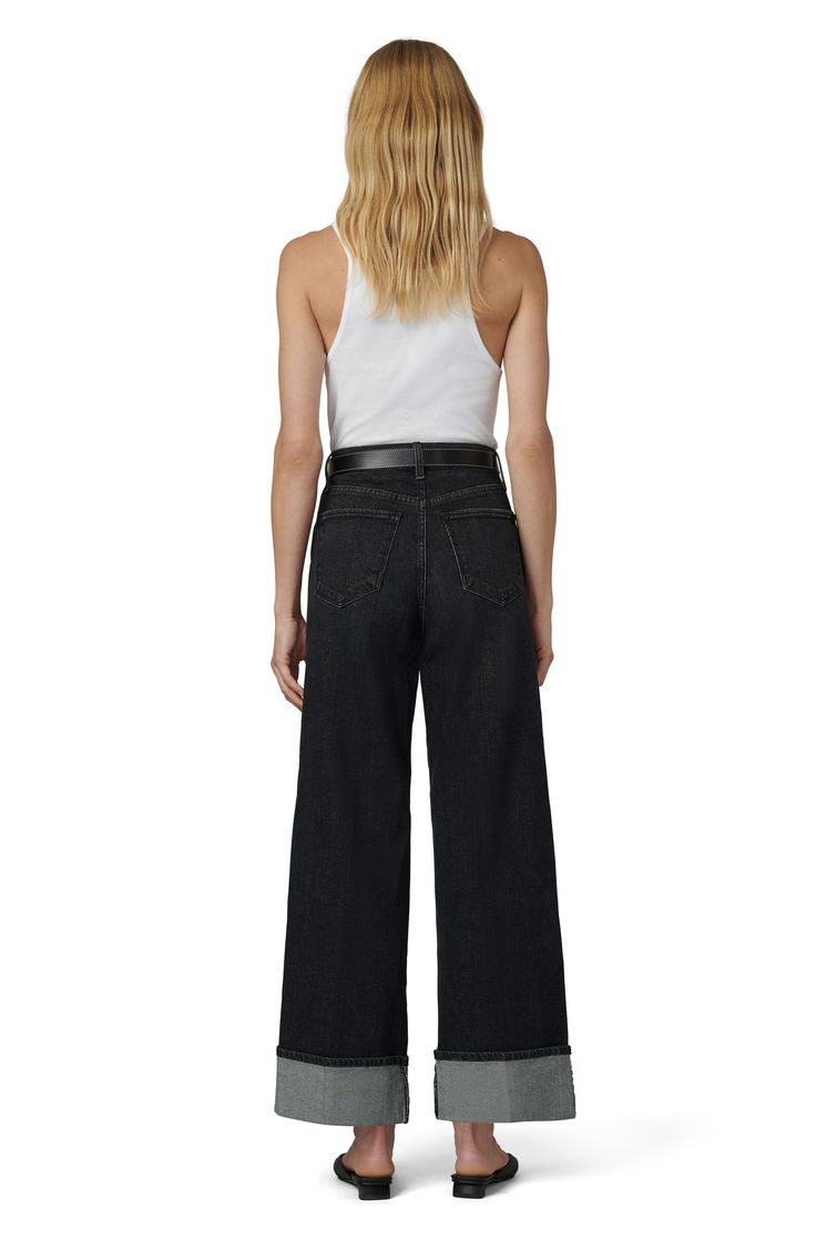 Polished details like slanted pockets and wide cuffs elevate the casual style of these low-stretch, ankle-grazing wide-leg jeans. 28" inseam; 21" leg opening; 11 1/2" front rise Zip fly with button closure Front slant pockets; back patch pockets 99% cotton, 1% spandex Machine wash, tumble dry Imported Modern Cropped Leg Flare Jeans With Belt Loops, Modern Cropped Flare Jeans With Belt Loops, Modern Mid-rise Wide Leg Pants With Five Pockets, Modern Cropped Flare Jeans, Classic Mid-rise Wide Leg Pants With Five Pockets, Classic Wide Leg Pants With Five Pockets, Chic Wide-leg Flare Jeans With Five Pockets, Fitted Wide Leg Pants With Five Pockets, Modern Wide Leg Cropped Jeans