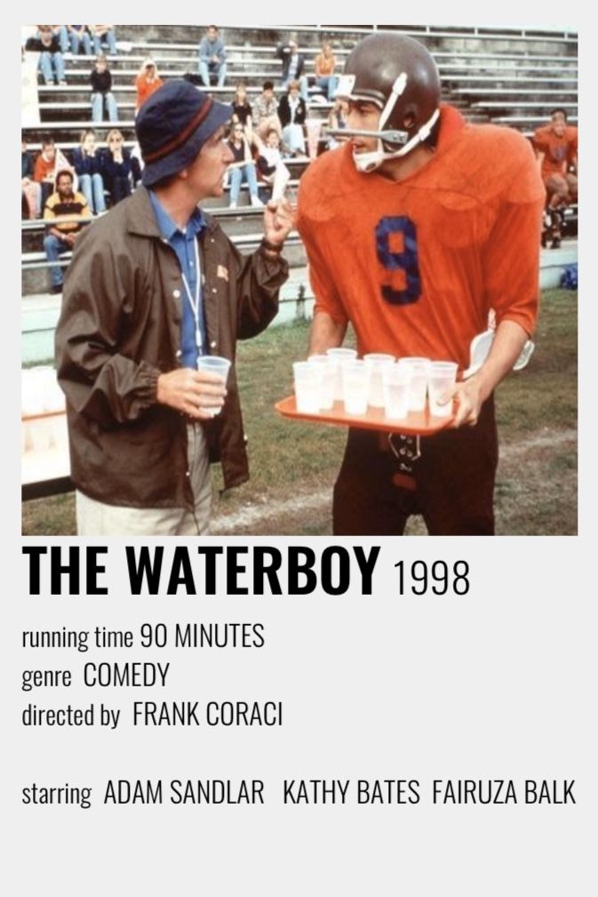 the waterboy movie poster with two football players talking to each other in front of an empty bleachers