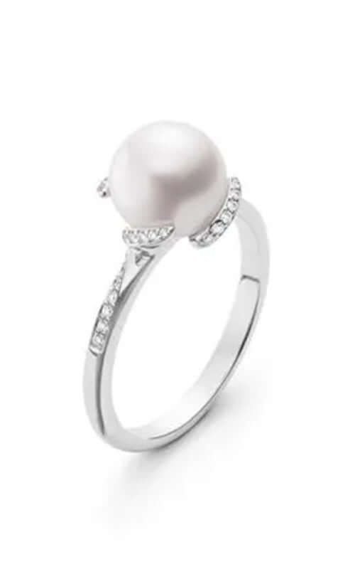 Mikimoto Pearl Diamond Ring MRA10222ADXWR060 Pearl Diamond Ring, Diamond Accessories, Mikimoto Pearls, Pearl And Diamond Ring, Cushion Diamond, Square Diamond, Princess Diamond, Oval Cut Diamond, Womens Wedding Bands