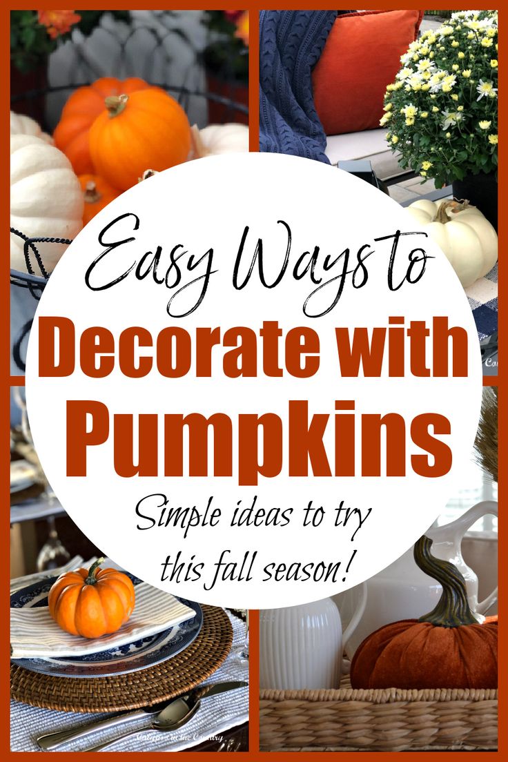 Collage of real and faux pumpkins in home decor Decorate With Pumpkins Indoors, Decorating With Pumpkins For Fall, Pumpkin Styling, Mini Pumpkins Decor, Decorating With Pumpkins, Pumkin Decoration, Real Pumpkins, Fall Pumpkin Decor, Fall Porch Decor