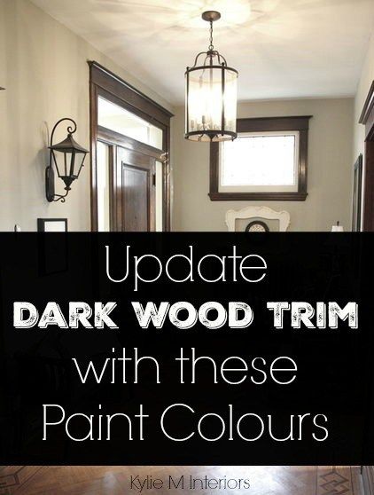 the inside of a house with text overlaying it that reads update dark wood trim with these paint colors