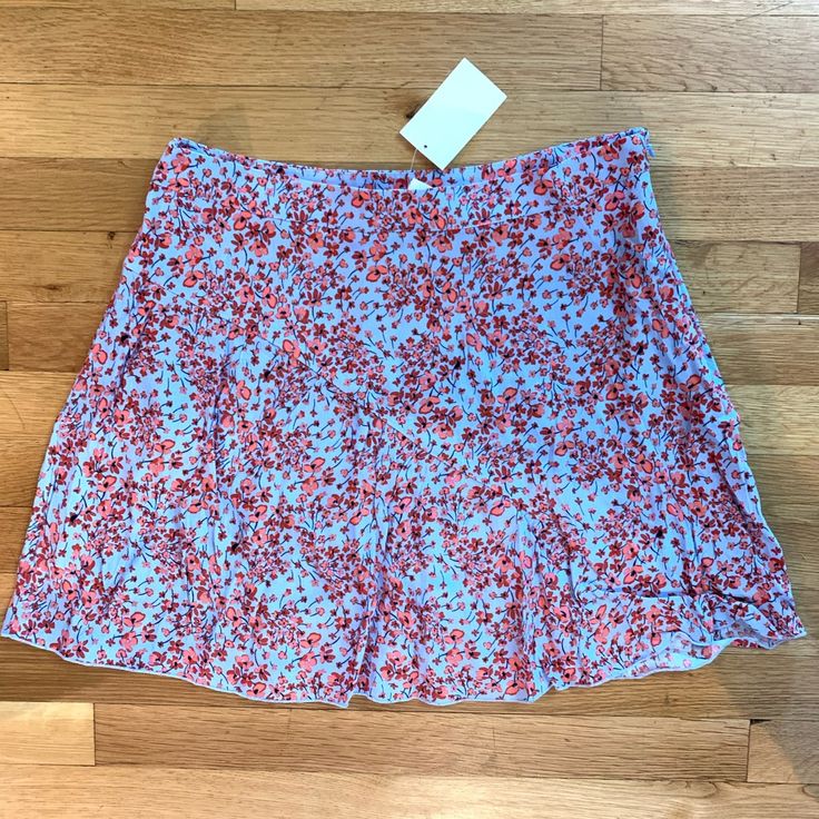 Blue Floral Skirt With Coral/Peach Flowers. Size 12. Side Zipper. Flowy And Airy. Never Worn. New With Tags. Fall Mini Skirt, Y2k Mini Skirt, Blue Floral Skirt, Blue Mini Skirt, Pleated Tennis Skirt, Tweed Mini Skirt, Hm Skirt, Sheer Skirt, Bubble Skirt