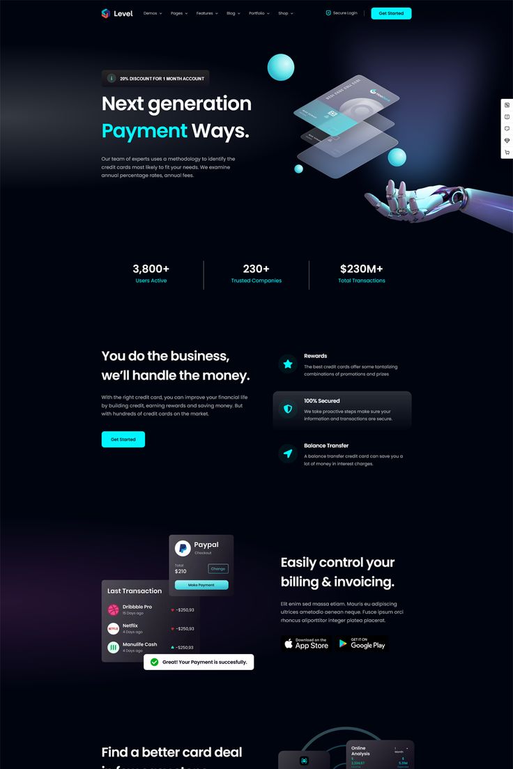 the landing page for an electronic device company