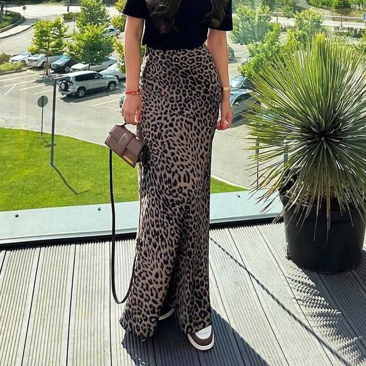 Wind Skirt, Printed Long Skirt, Night Club Outfits, High Waisted Maxi Skirt, Leopard Print Skirt, Hip Skirt, Skirt High Waist, Stil Elegant, Long Maxi Skirts