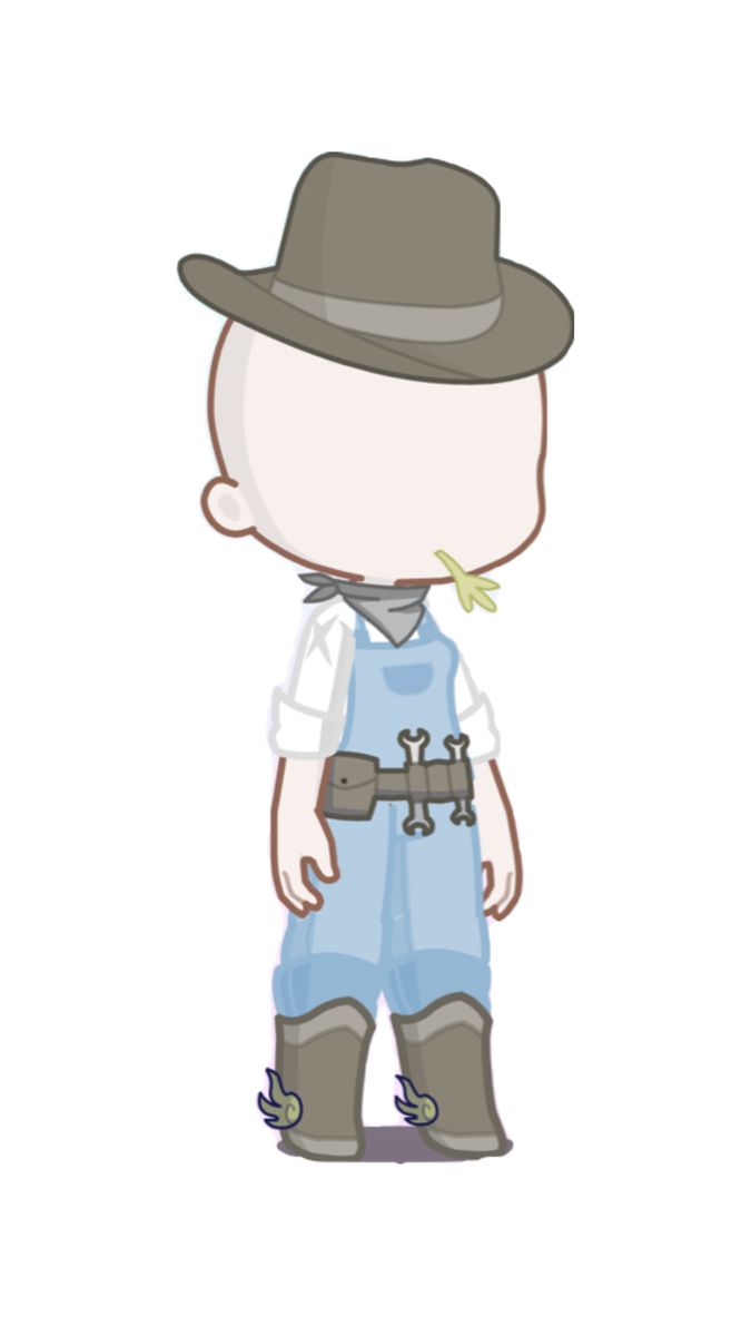 a drawing of a person wearing overalls and a hat